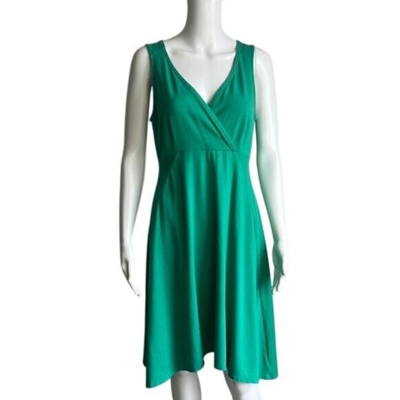 Eileen Fisher V Neck Knee Length Sleeveless Dress in Green Size S - Picture 1 of 7